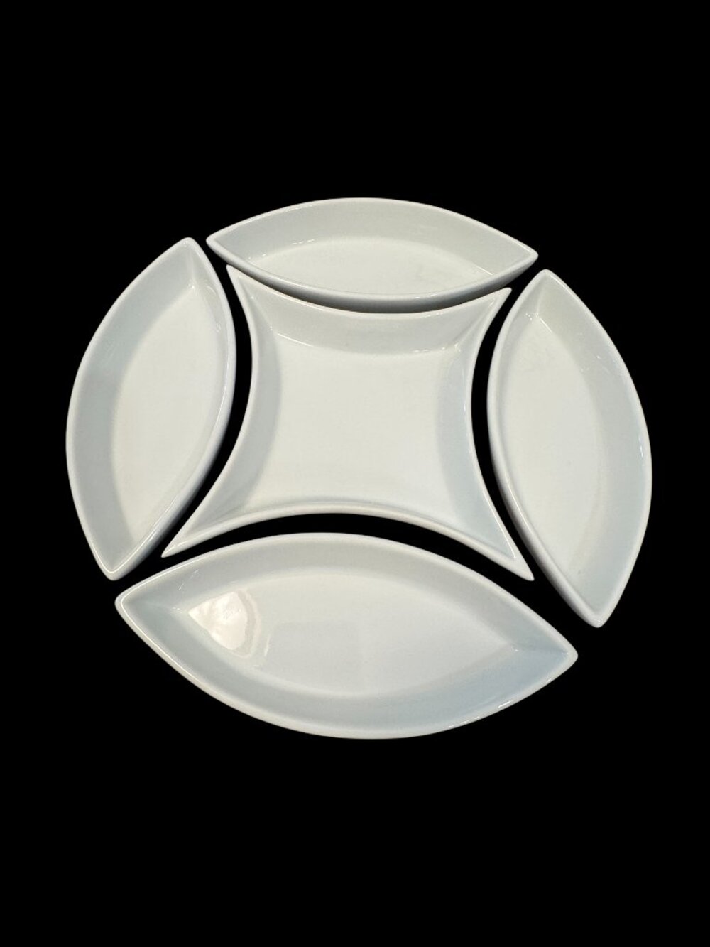 5 pcs Serving Dishes White Ceramic Pickle Tray Sauces Hors D'Oeuvres
